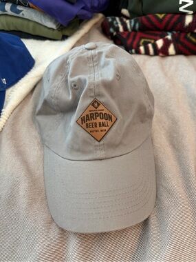 Harpoon Beer Hall Leather Patch Baseball Cap - Light Gray
